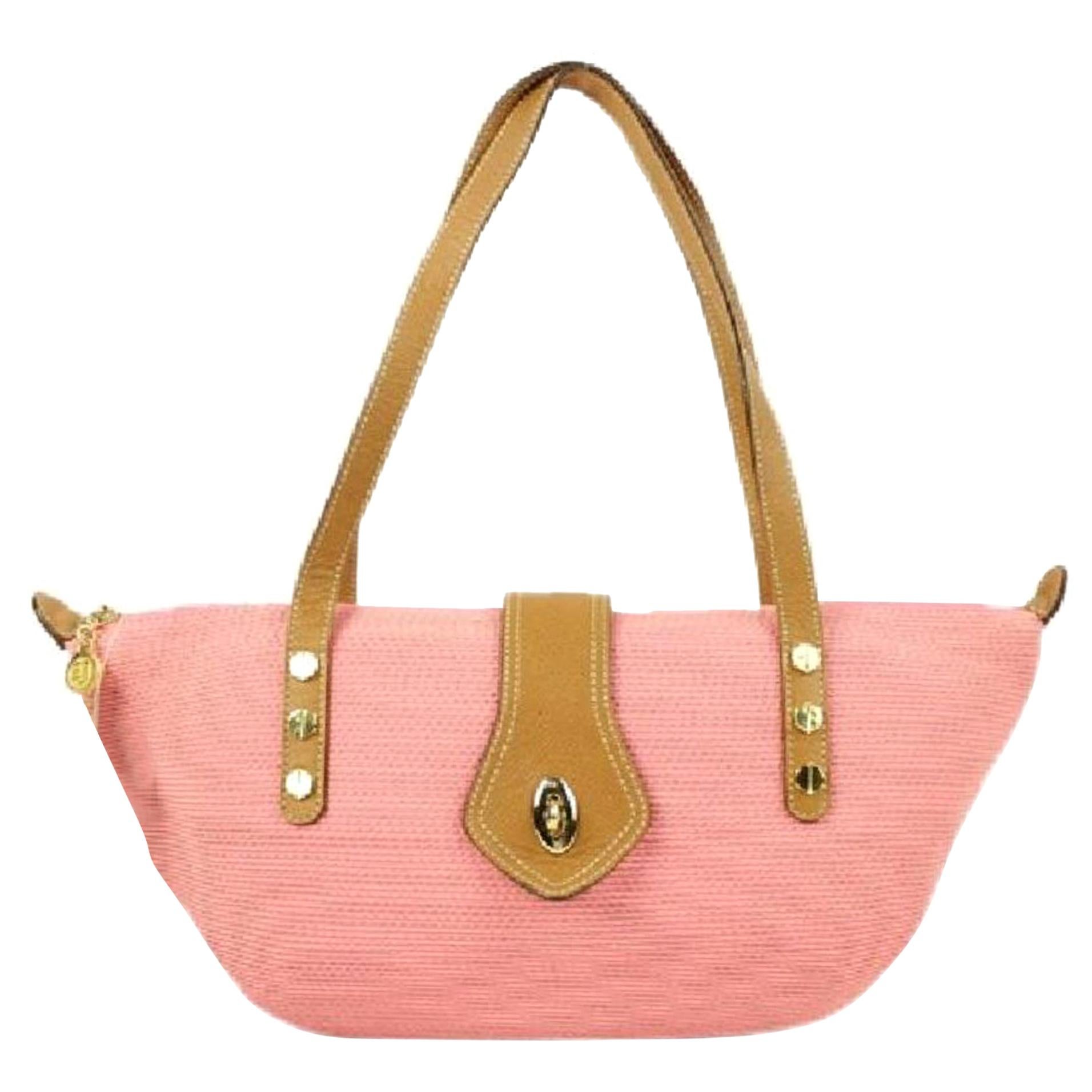 Eric Javits Msml19 Pink Canvas Hobo Bag For Sale