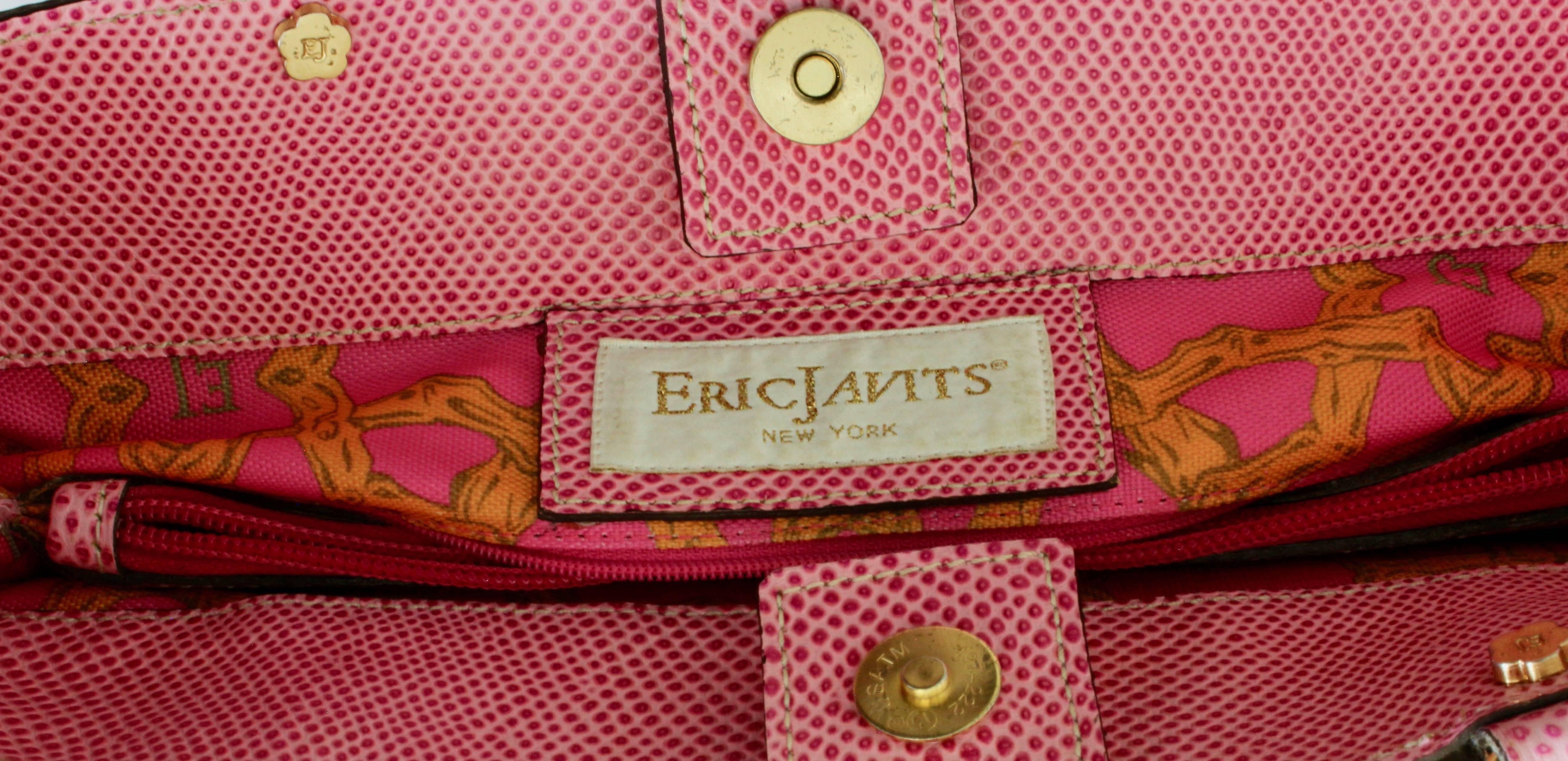 Eric Javits Pink Analu Squishee Tote Bag with Shoulder Strap Bamboo Handles  3