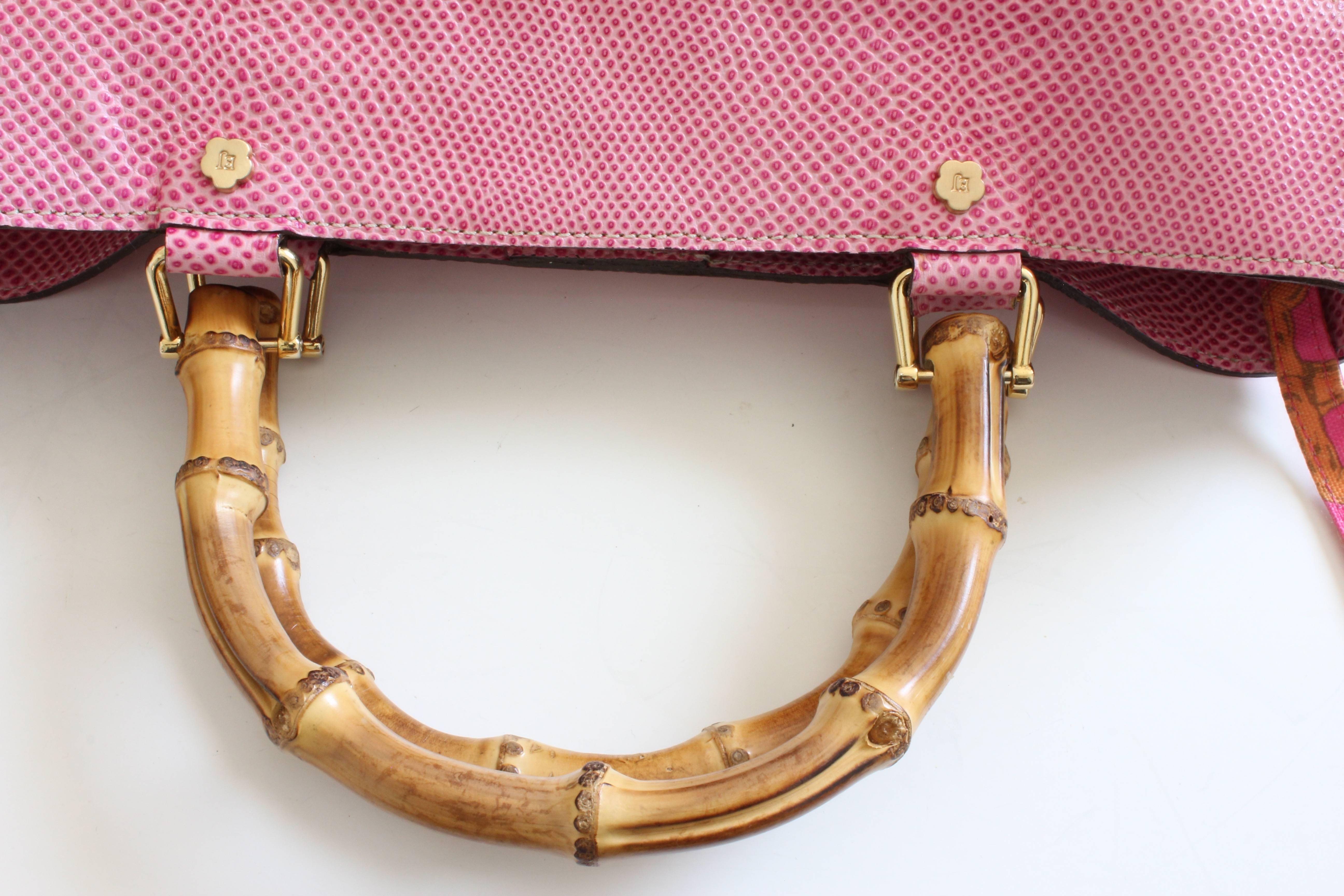 Eric Javits Pink Analu Squishee Tote Bag with Shoulder Strap Bamboo Handles  1