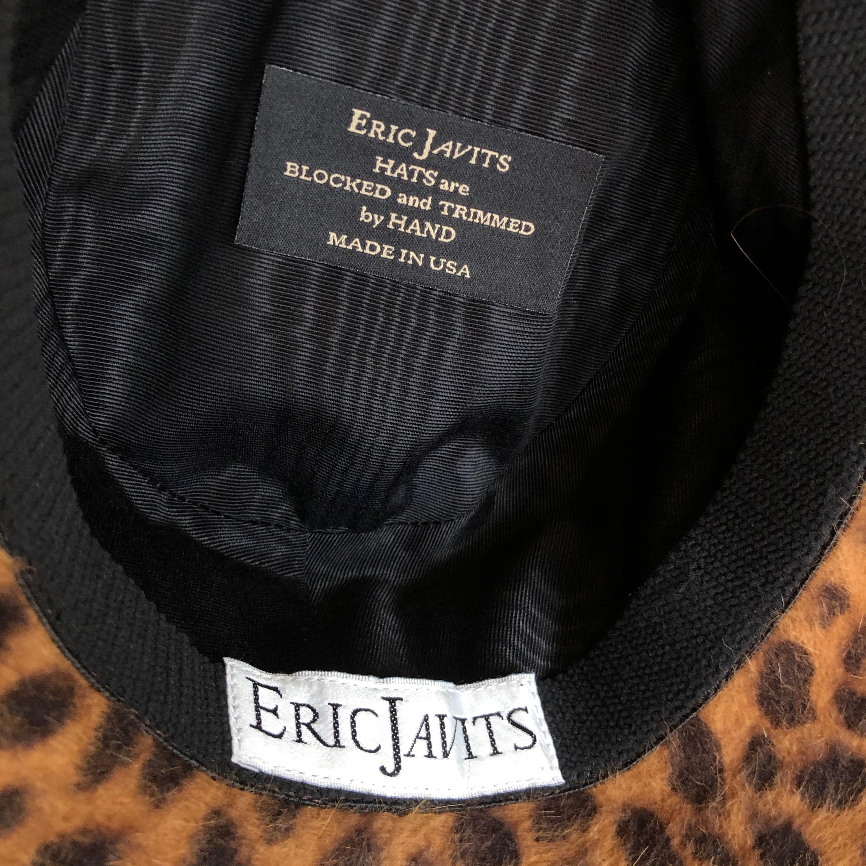 Women's or Men's Eric Javits Plush Leopard Print Velvet Wide Brim Hat