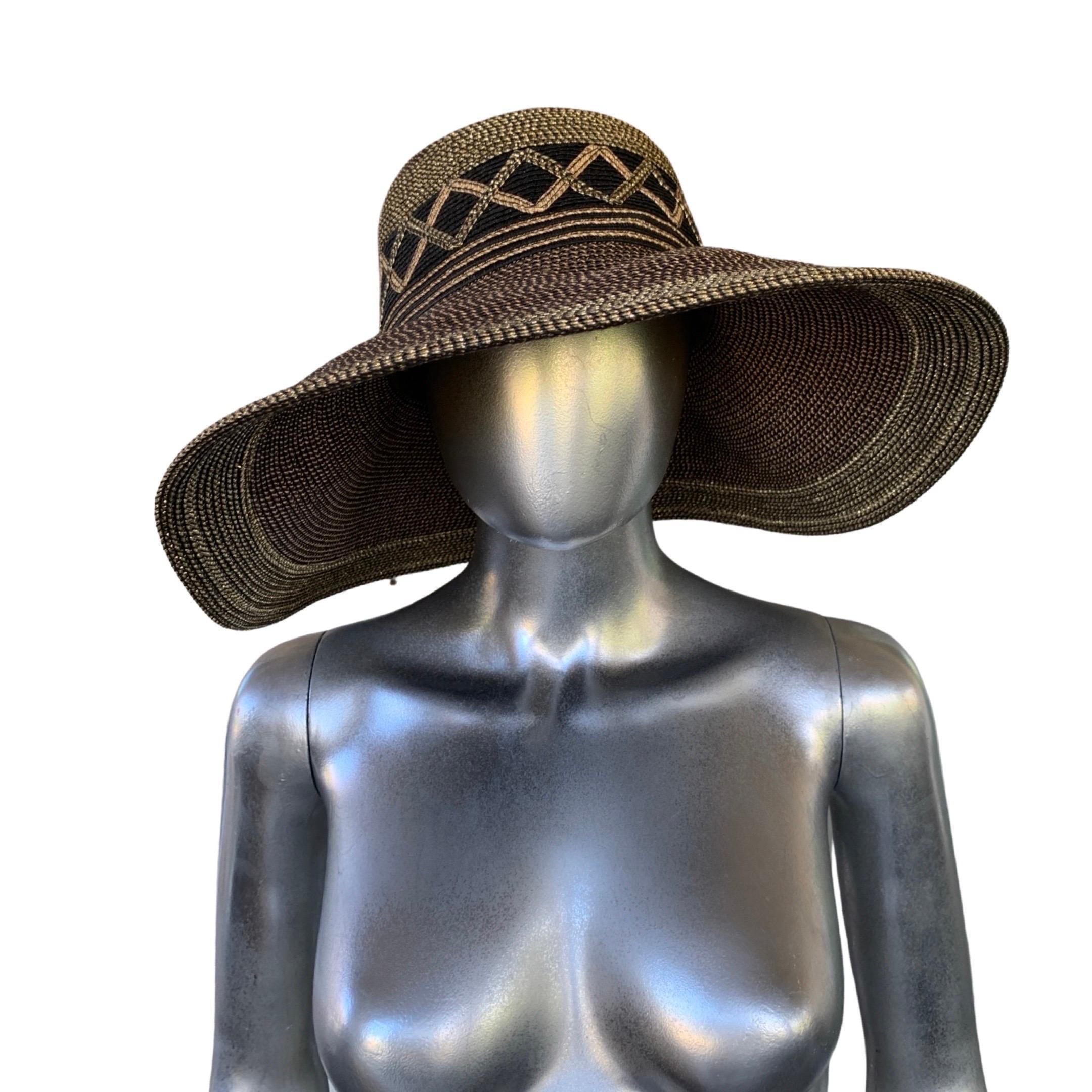 Eric Javits Vintage Black and Bronze Large Sun Hat Flex Brim  For Sale 7