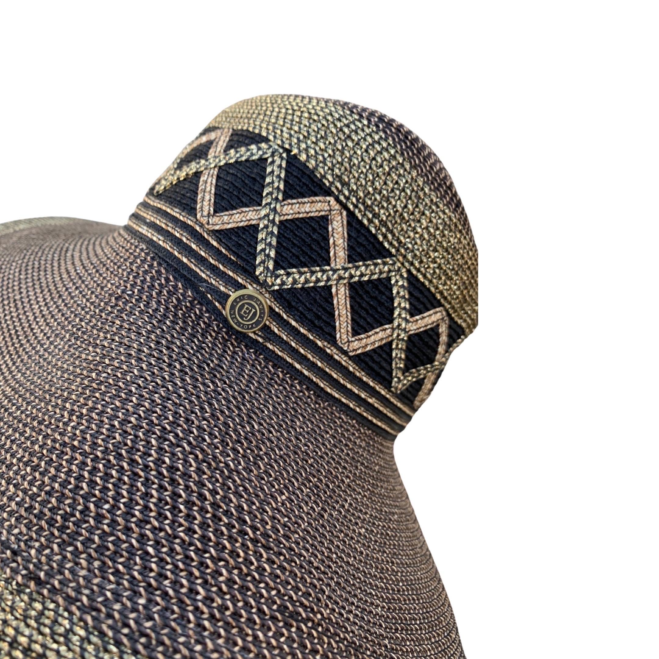 Eric Javits Vintage Black and Bronze Large Sun Hat Flex Brim  For Sale 2