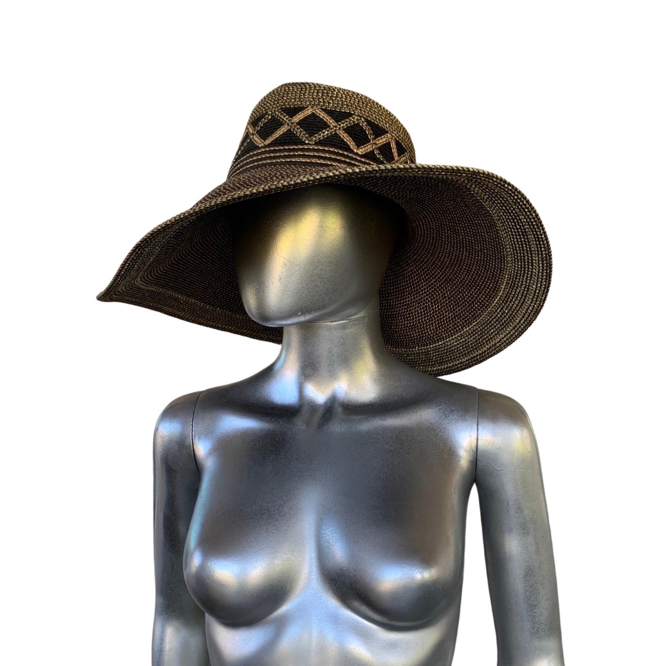 Eric Javits Vintage Black and Bronze Large Sun Hat Flex Brim  For Sale 3