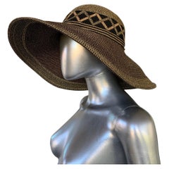 Eric Javits Vintage Black and Bronze Large Sun Hat Flex Brim 