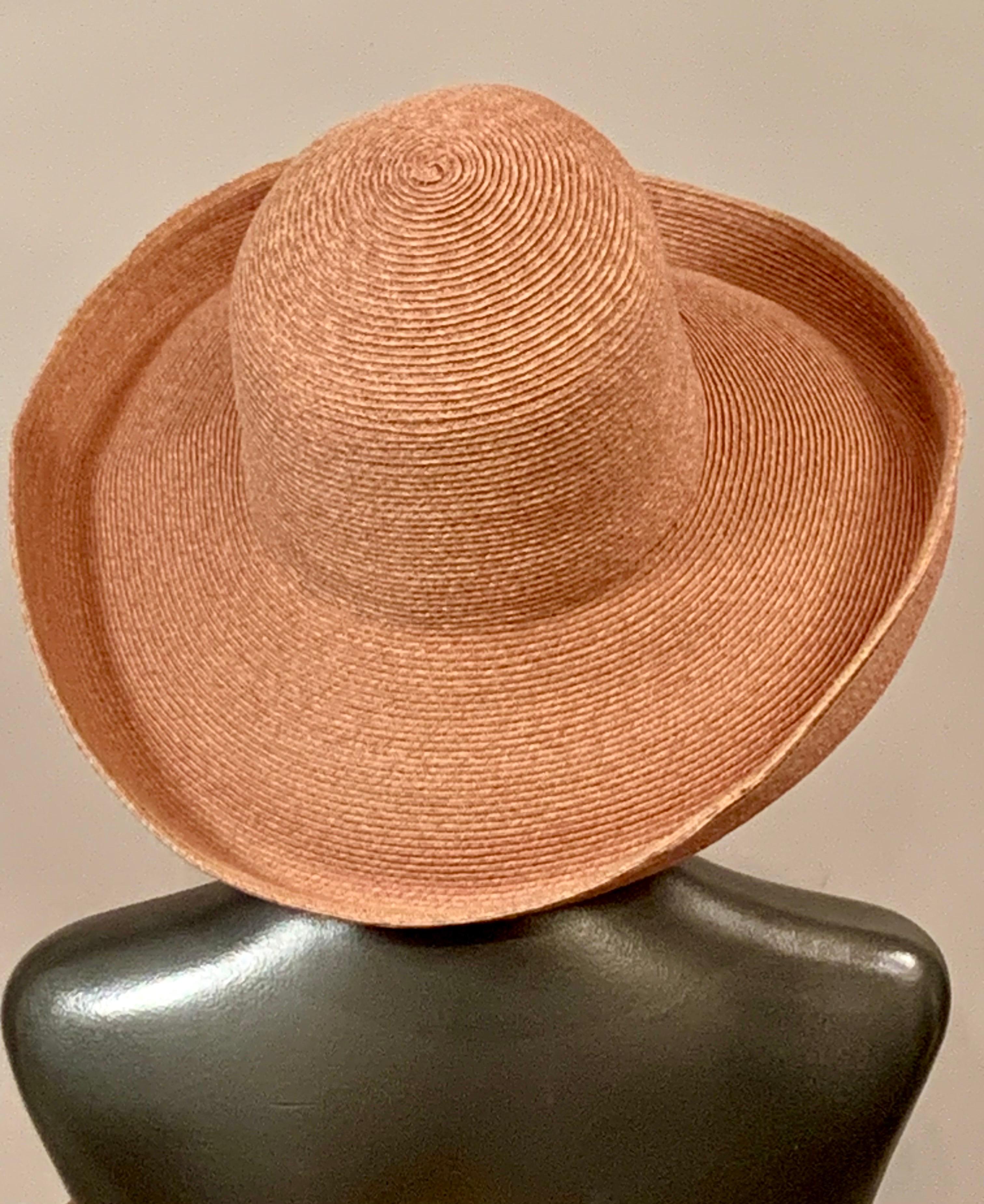 Marrone Cappello di paglia naturale a tesa larga Eric Javits in vendita