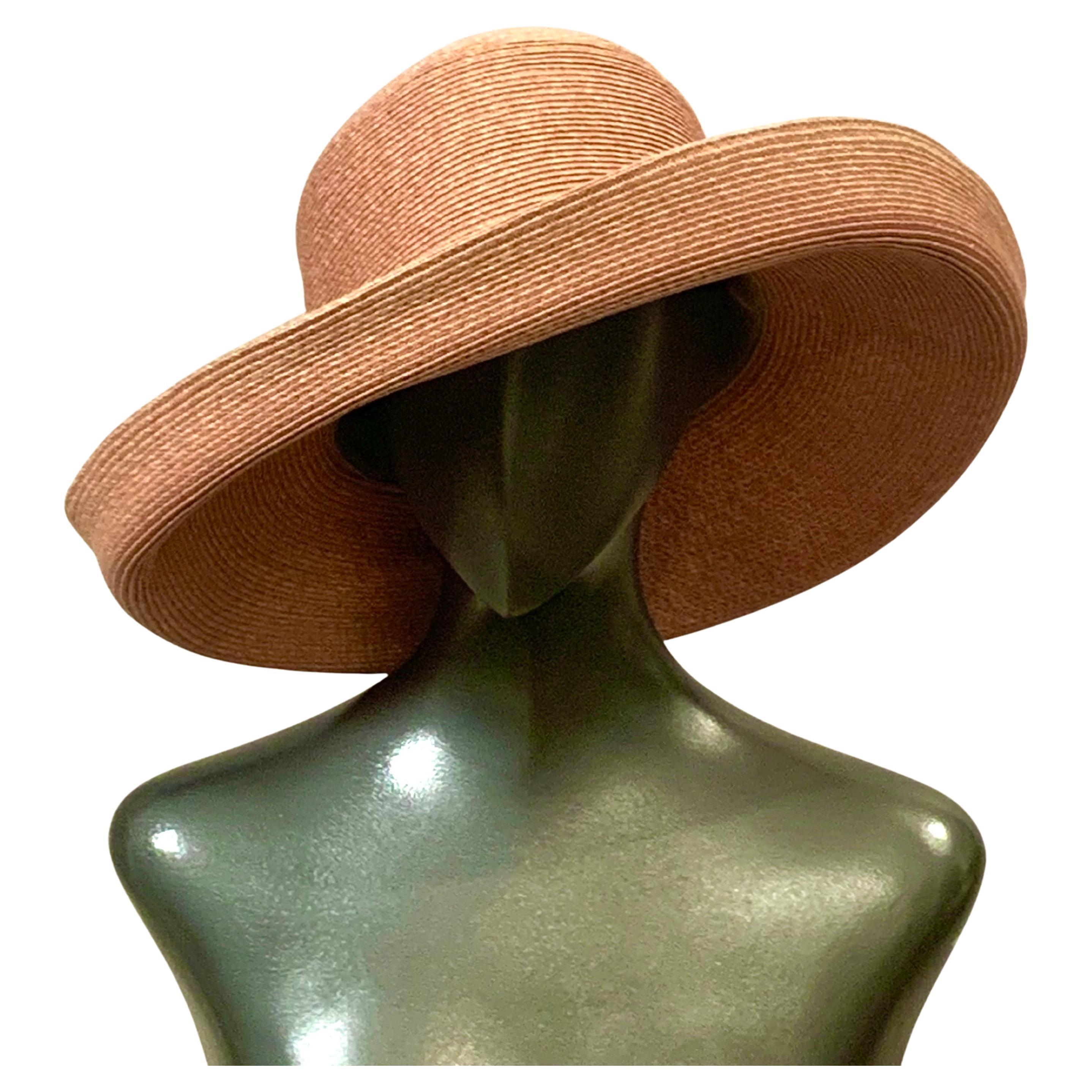 Cappello di paglia naturale a tesa larga Eric Javits in vendita