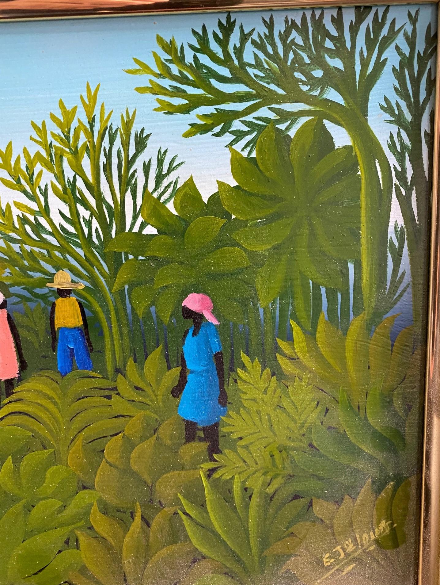 Modern Eric Jean-Louis Signed Haiti Haitian Original Oil Painting