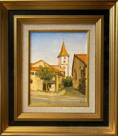 Vintage "Aïre la Ville" by Eric Jeandupeux - Oil on canvas 19x24 cm