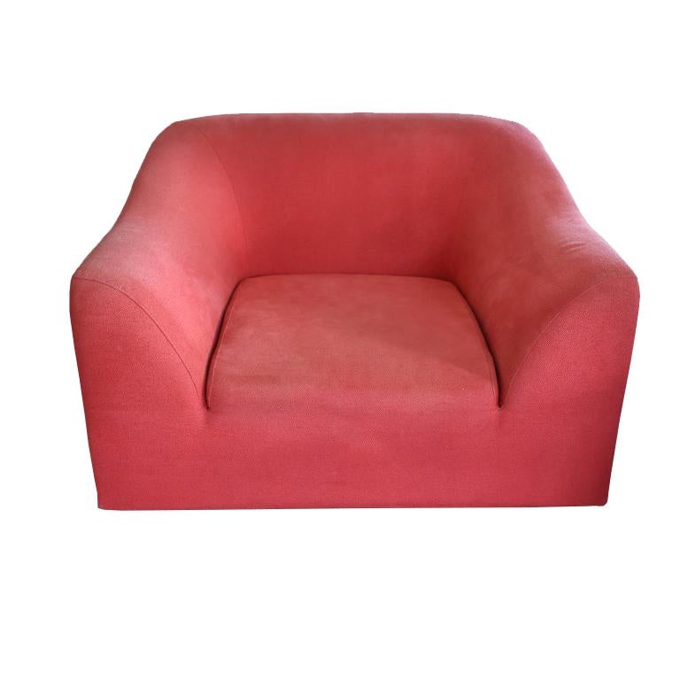 20th Century Eric Jourdan for Ligne Roset Snowdonia Upholstered Armchairs, a Pair in Red