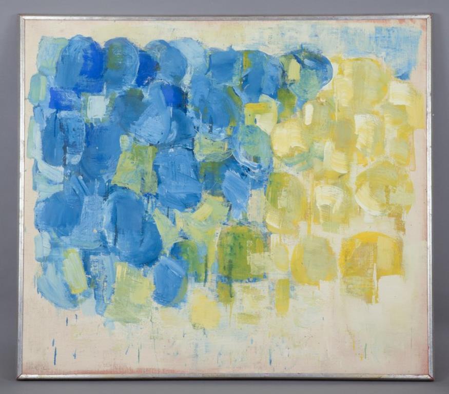 Pär Lindblad (1907-1981), pintor sueco.
Óleo sobre lienzo.
Composición abstracta.
Paleta de colores.
Título: 