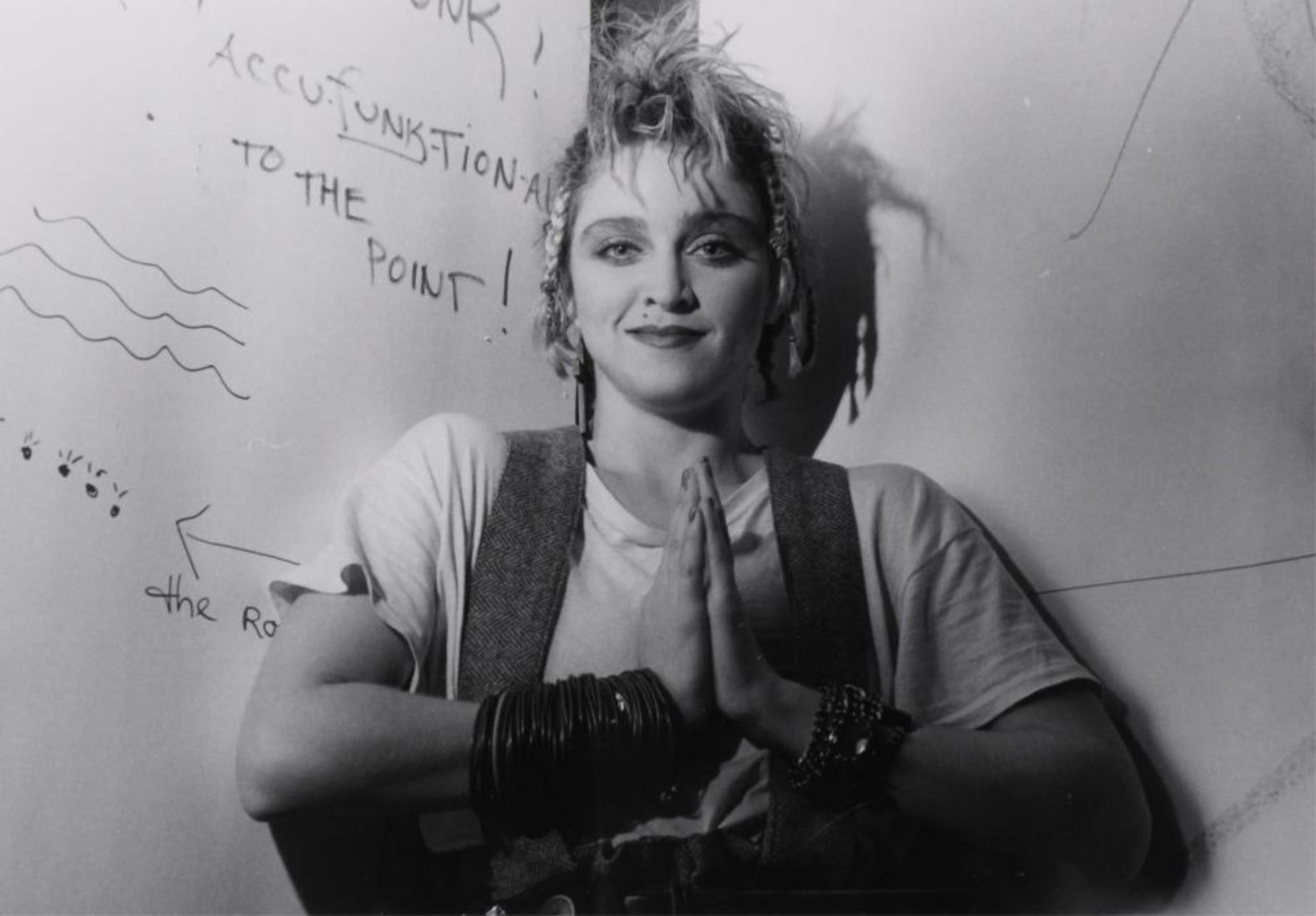 Silver gelatin print
The present work is hand signed with the artist
s copyright, dated 1983, and titled on the back. It is numbered 3 of an edition of only 10.
On October 3, 1983, Madonna headlined a memorial concert in honor of Michael Stewart, a