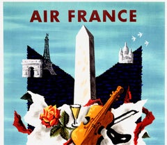 Parigi Città delle Arti, 1956 Poster litografico originale Schienale in lino