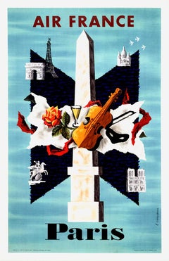 Parigi Città delle Arti, 1956 Poster litografico originale Schienale in lino