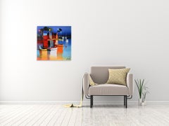 La barque jaune - Ships In The Ocean - Landscape Painting by Eric Le Pape