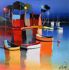 La barque jaune - Ships In The Ocean - Landscape Painting by Eric Le Pape