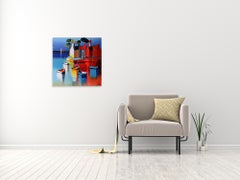 Le Pignon Rouge - Ships In The Ocean - Landscape Painting by Eric Le Pape