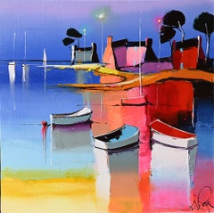 Les 3 Barques - Ships In The Ocean - Landscape Painting by Eric Le Pape