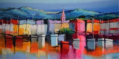 St Florent Corse  - Ships In The Ocean - Landscape Painting by Eric Le Pape