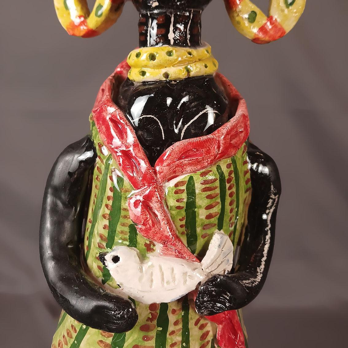 Messicano Scultura in ceramica dipinta a mano 