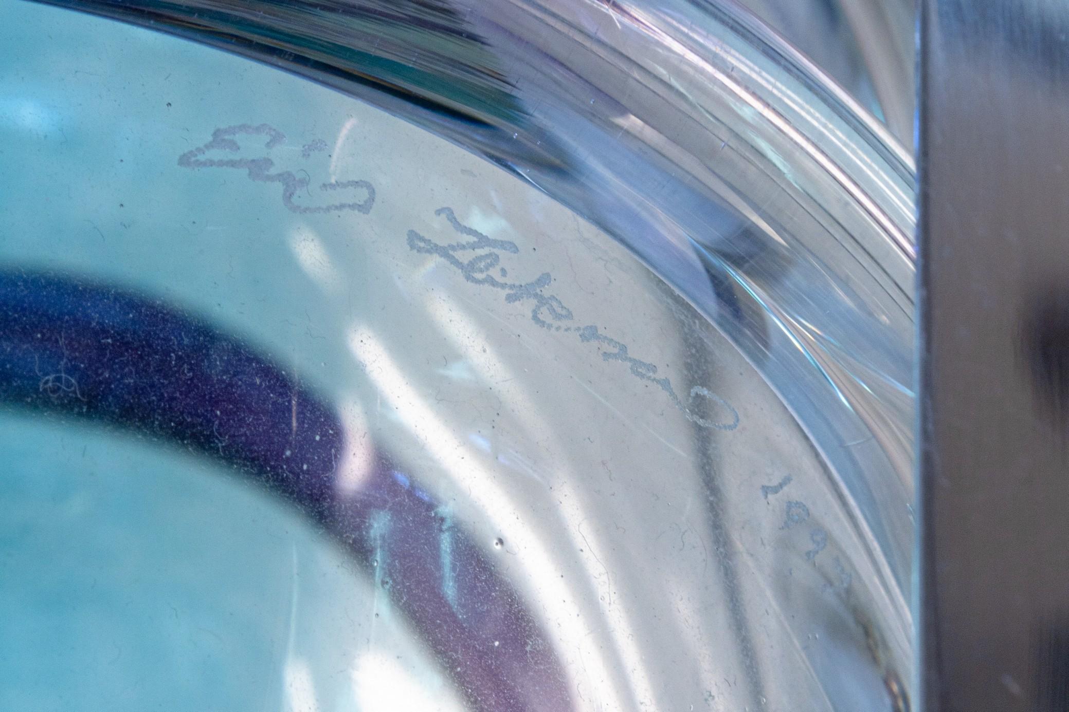 Eric Lieberman, signiertes und datiertes blaues und lila mundgeblasenes Glasgefäß, 1997 2