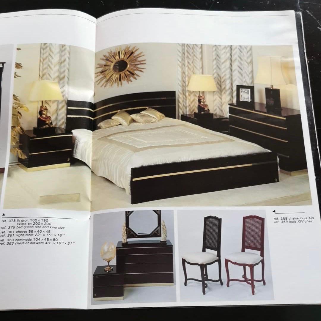 Eric Maville Burgundy Brass Double Bed Bedside Tables 1980s 70s Hollywood Regenc 4