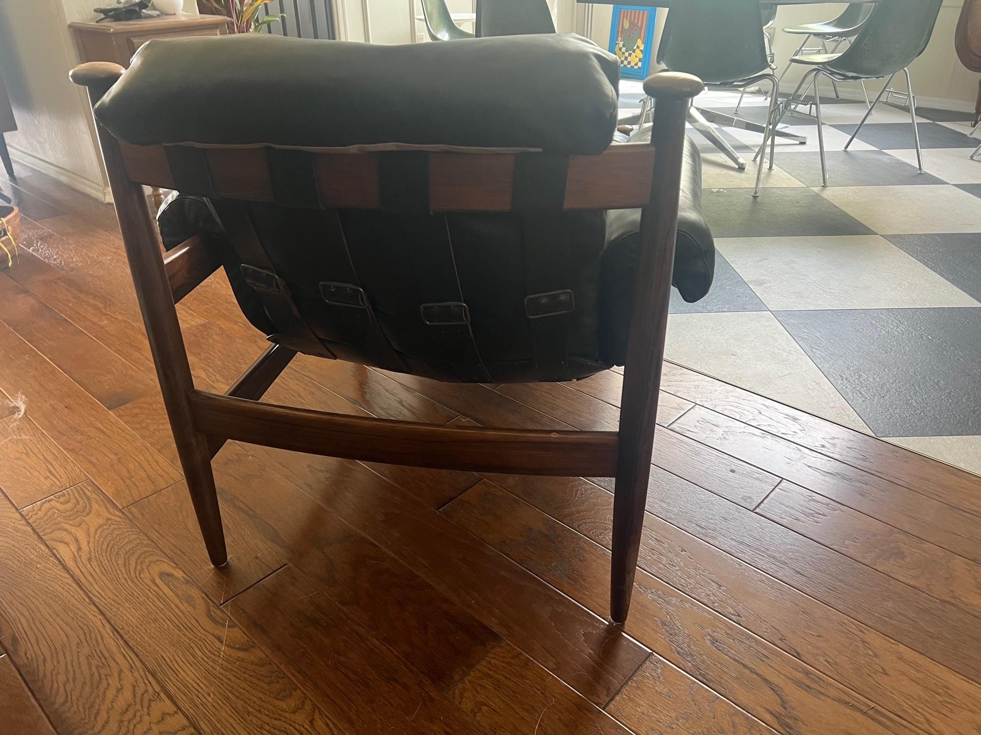 Leather Eric Merthen Amiral Armchair with Ottoman Rosewood Mid-Century Modern