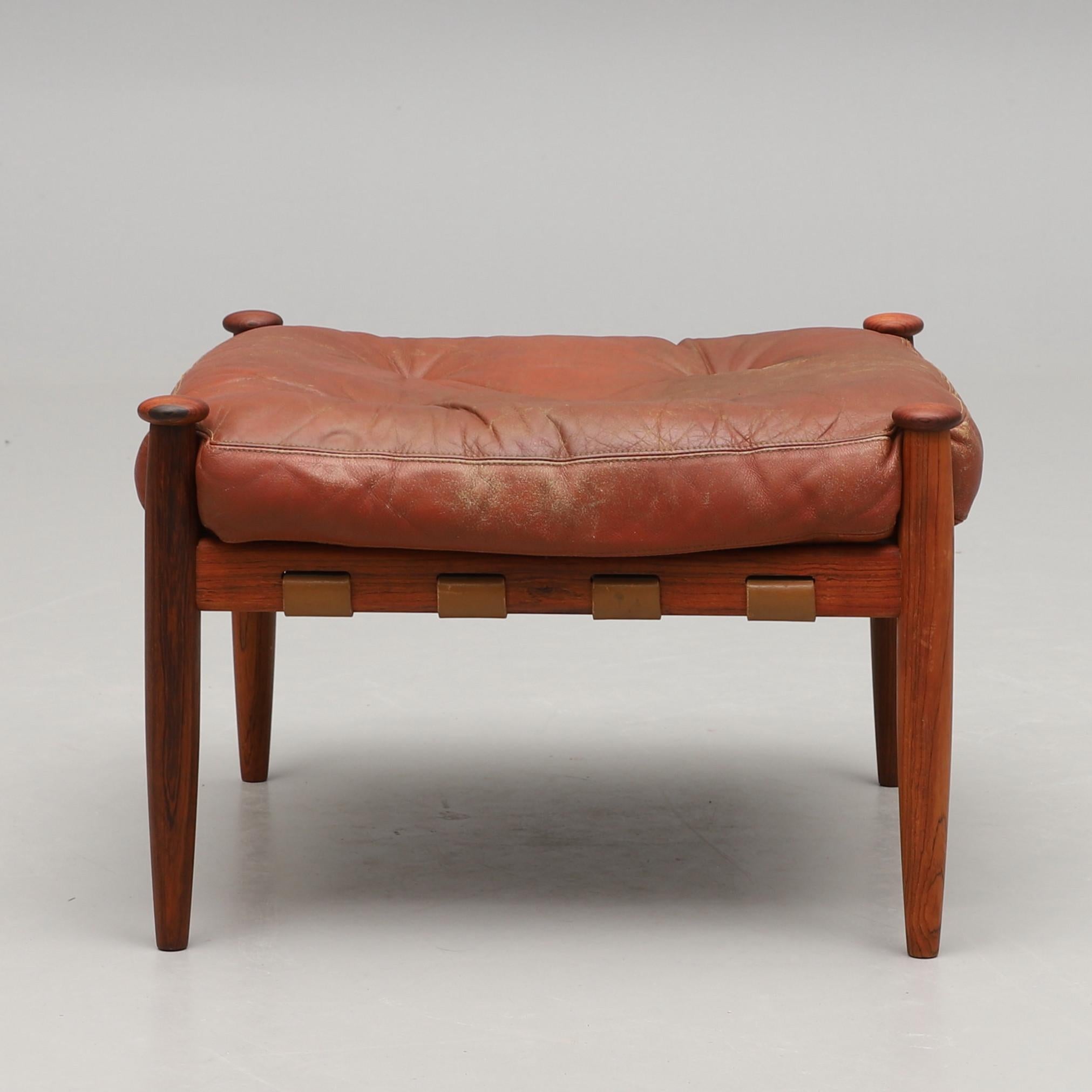 Eric Merthen Amiral Armchair with Pouf Rosewood  Ire Möbler, Sweden 1960 For Sale 4