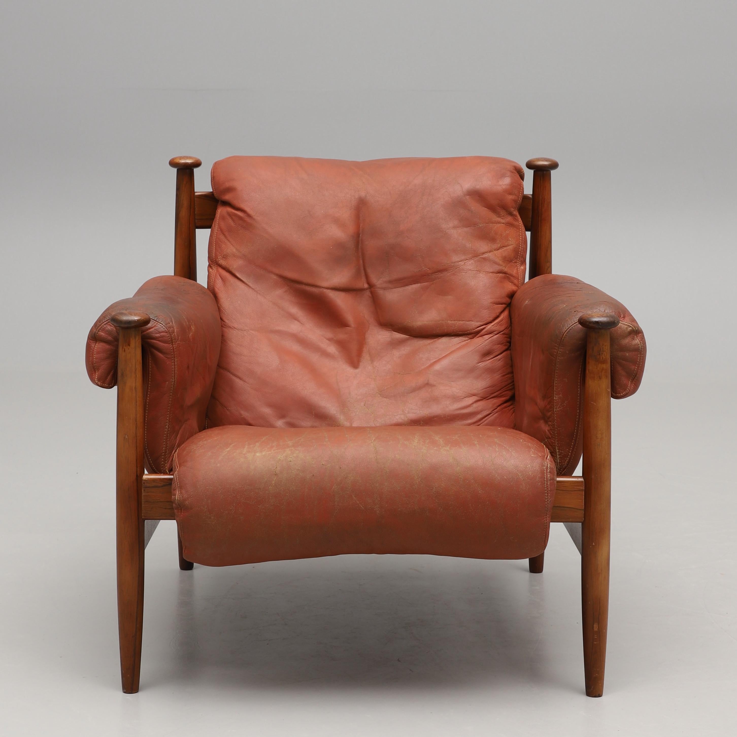 20th Century Eric Merthen Amiral Armchair with Pouf Rosewood  Ire Möbler, Sweden 1960 For Sale