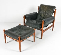 Eric Merthen for Ire Möbel "Admiral" Chair & Ottoman in Rosewood & Leather