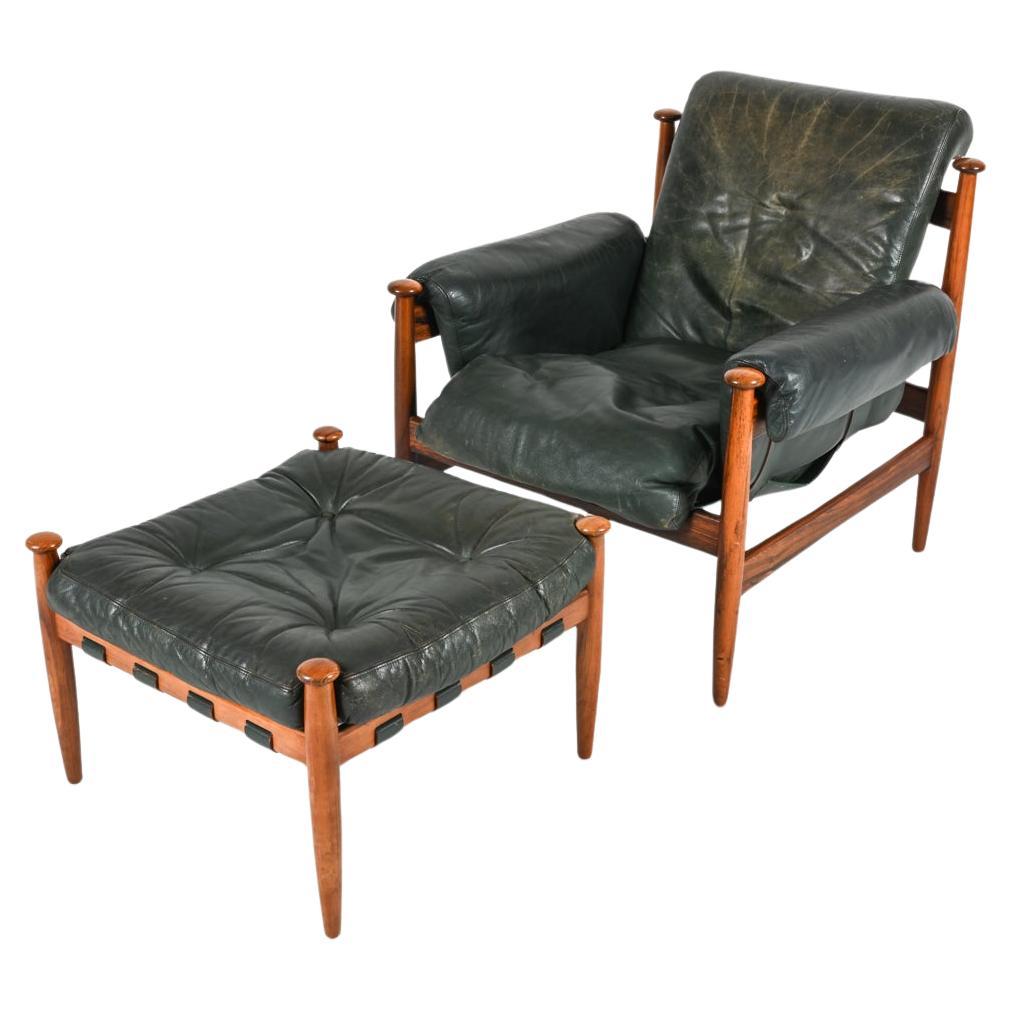Eric Merthen for Ire Möbel "Admiral" Chair & Ottoman in Rosewood & Leather For Sale