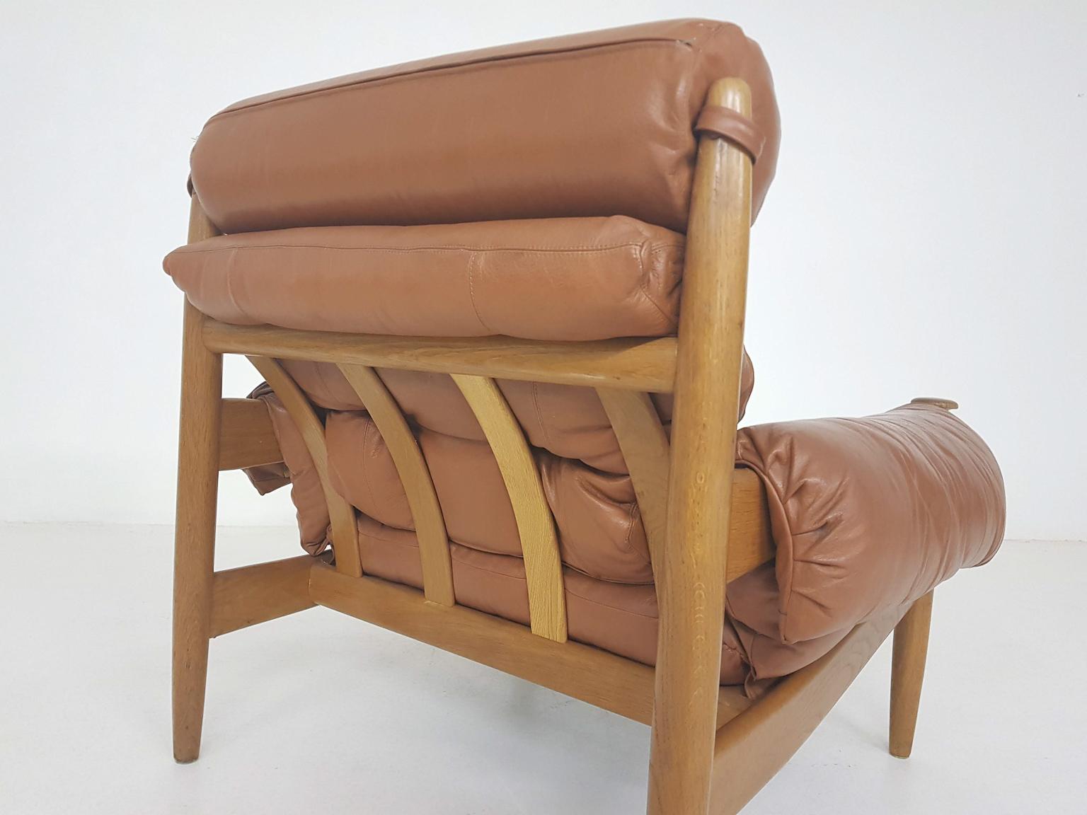 Eric Merthen for Ire Mobler Attr. Scandinavian Modern Leather Lounge Chair 5