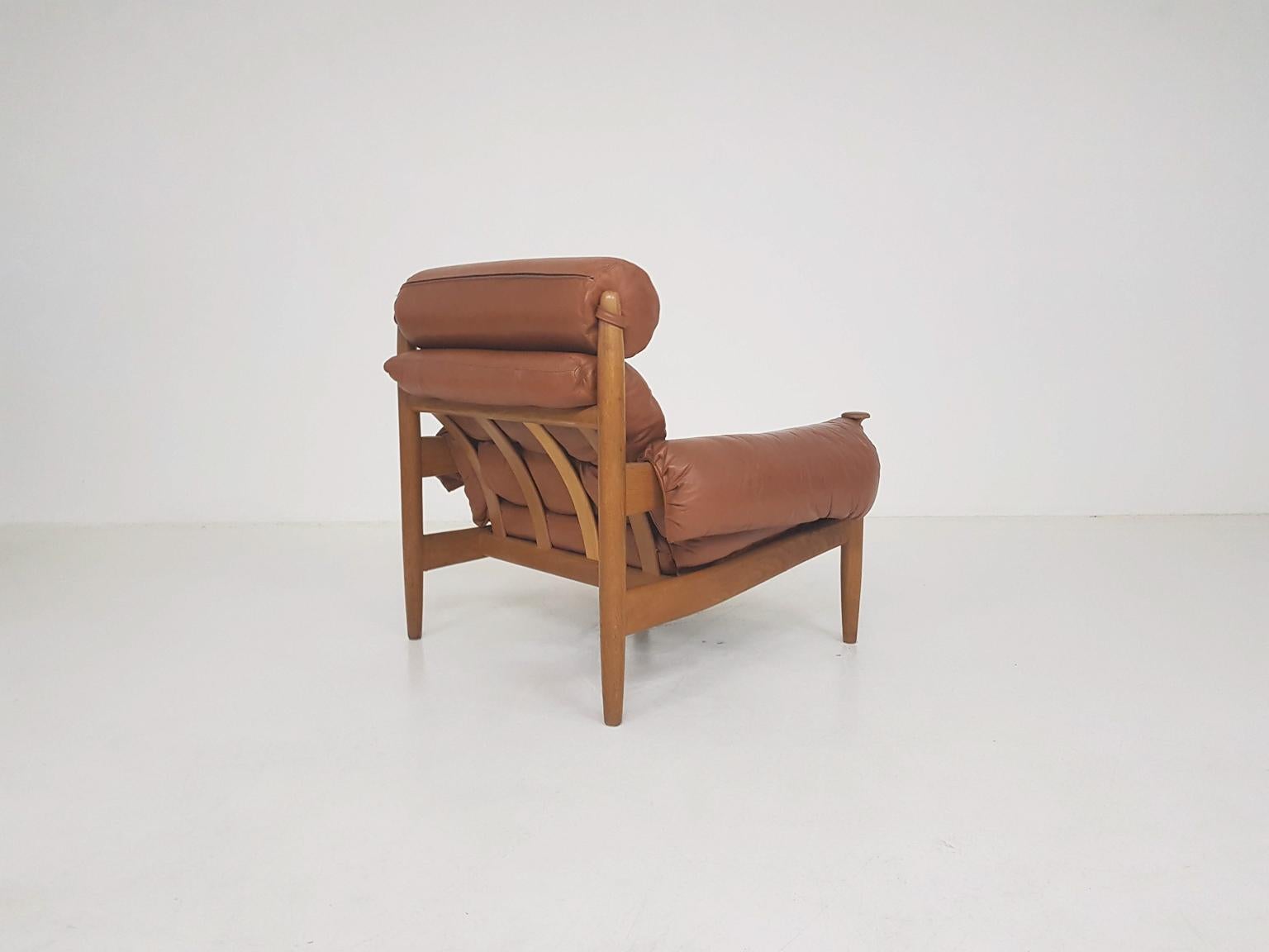Eric Merthen for Ire Mobler Attr. Scandinavian Modern Leather Lounge Chair In Good Condition In Amsterdam, NL