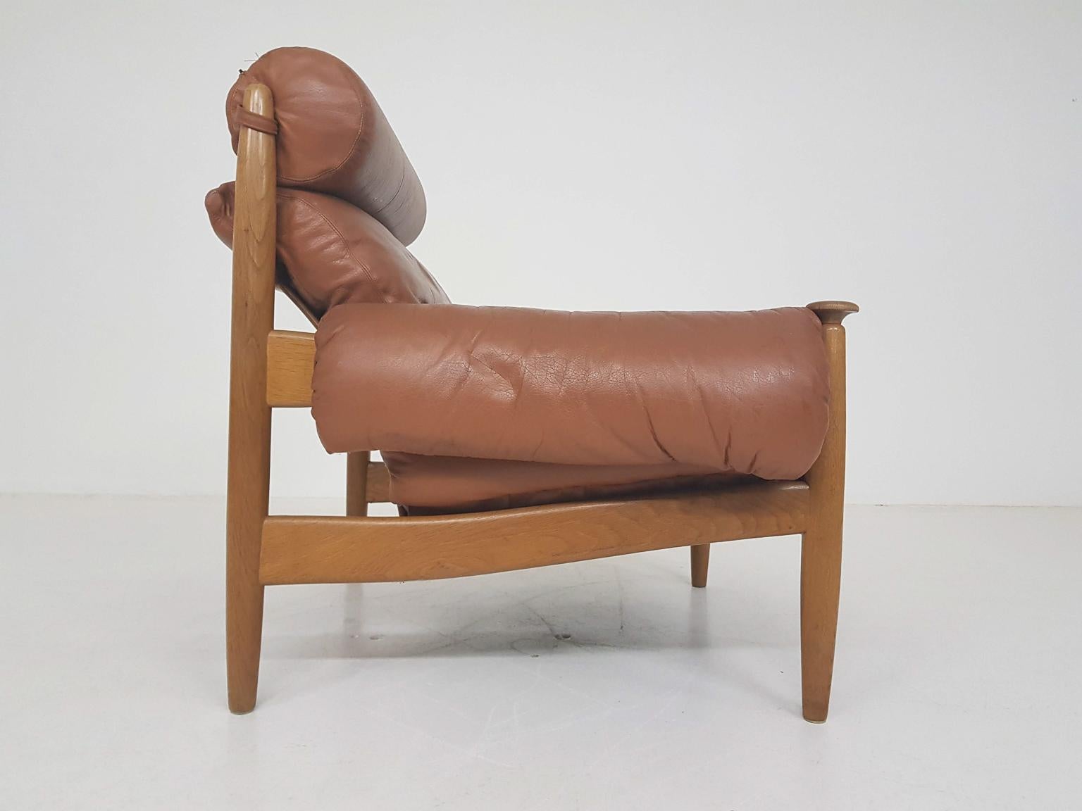 Eric Merthen for Ire Mobler Attr. Scandinavian Modern Leather Lounge Chair 2