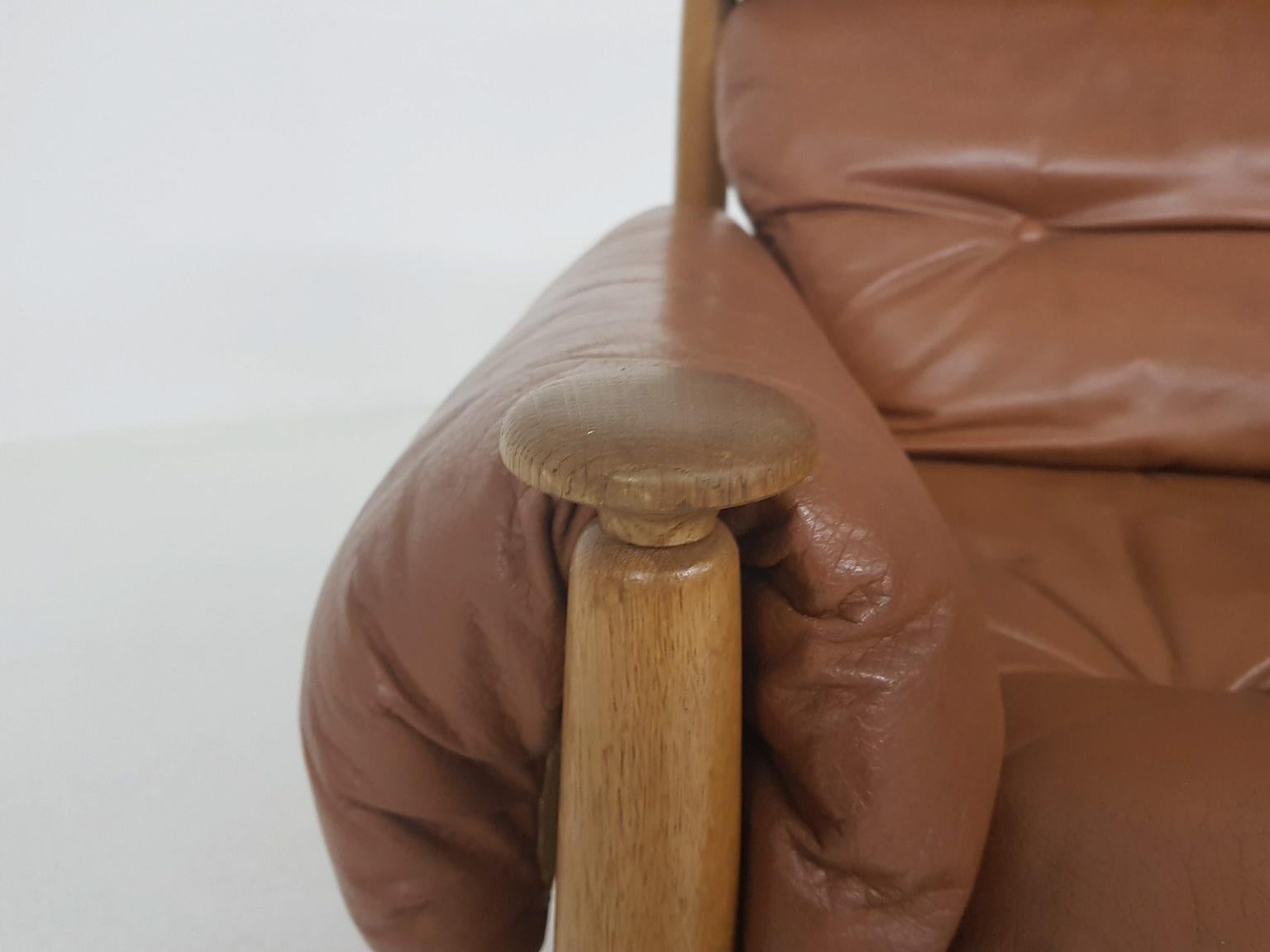 Eric Merthen for Ire Mobler Attr. Scandinavian Modern Leather Lounge Chair 3