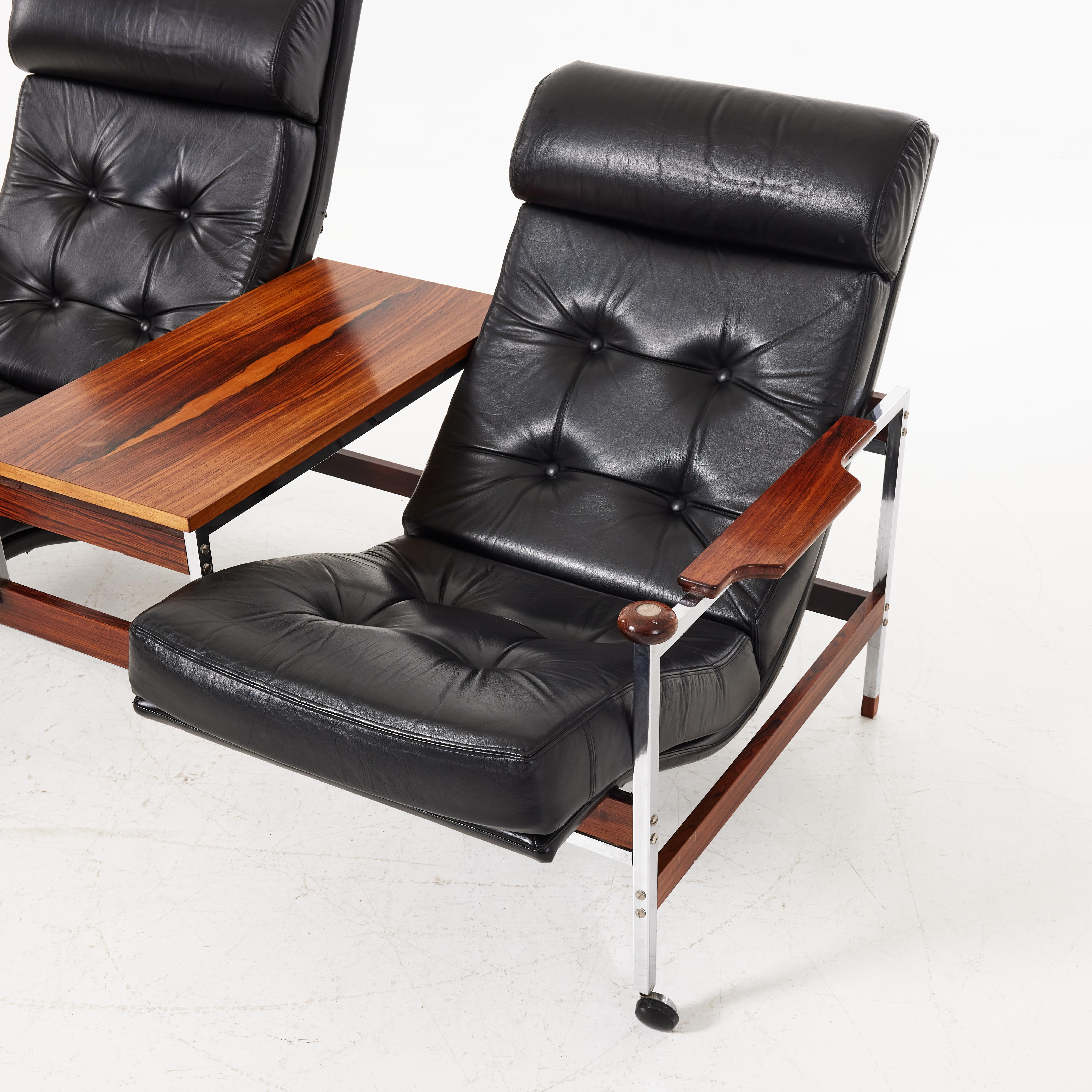 Chrome ERIC MERTHEN Canapé Kronfotöljen AB Fauteuil Dahléns Industrie Danemark 1960 en vente