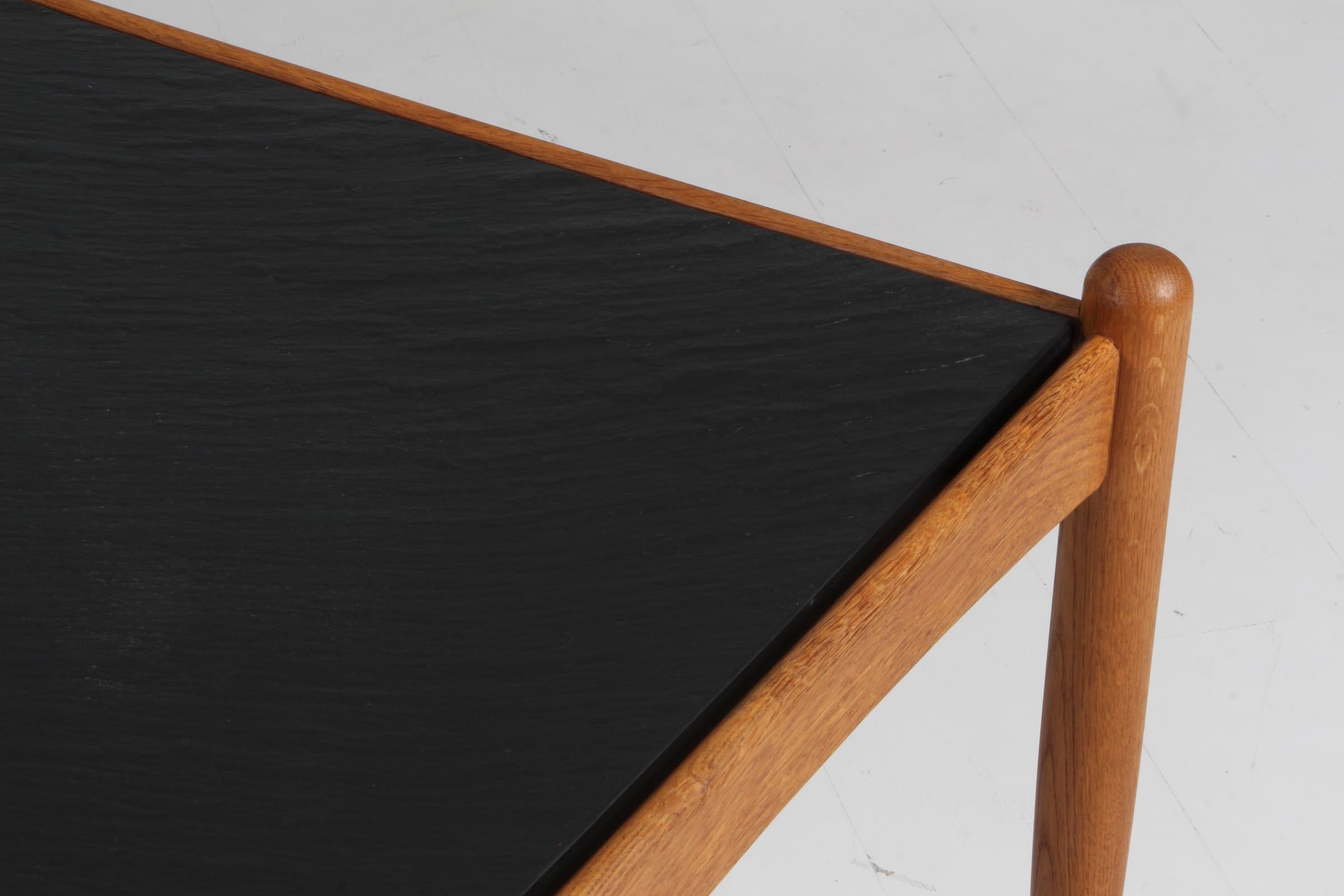 European Eric Merthen sofa table in oak and slate, 1960s, model Amiral