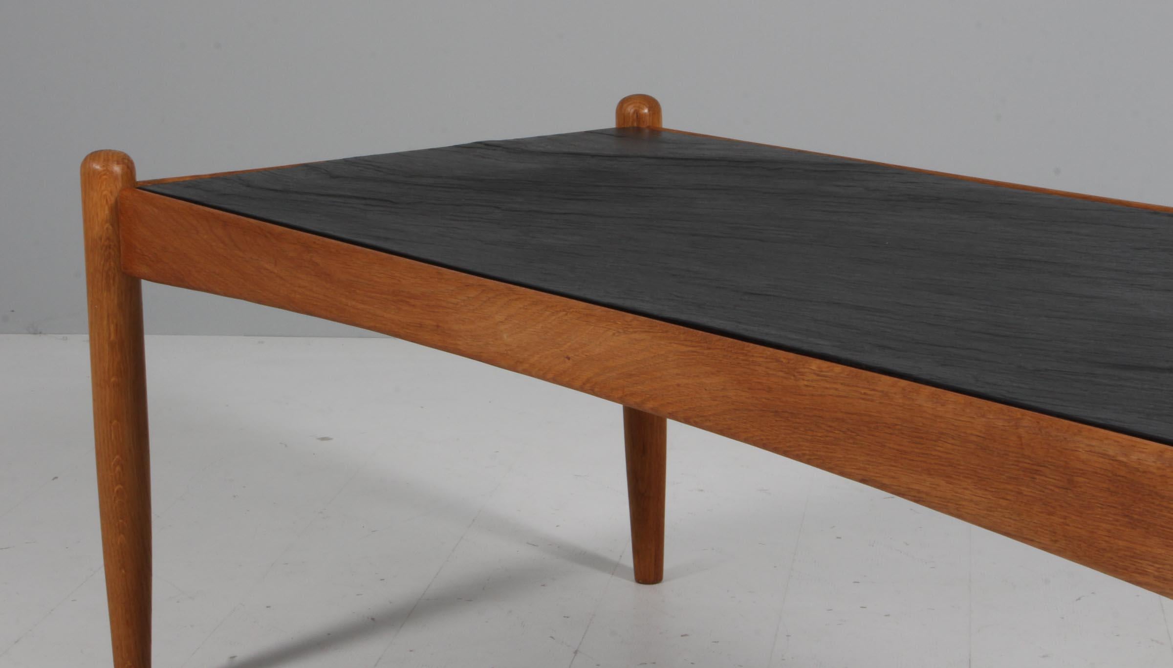 Mid-20th Century Eric Merthen sofa table in oak and slate, 1960s, model Amiral