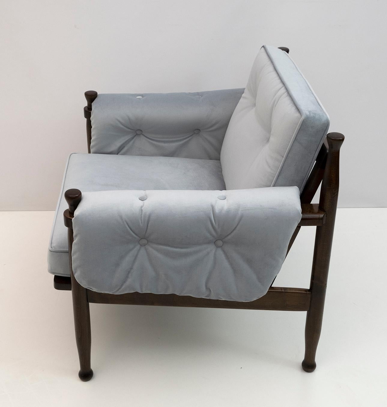 Mid-20th Century Eric Merthen Style Scandinavian Modern Sweden Velvet Armchair, 1960s For Sale