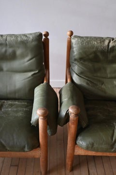 Eric Merthen's "Amiral" Style Leather Chairs, a Pair