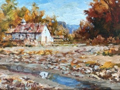 "Tierra Amarilla" Impressionist Oil Painting Landscape with Barn and River