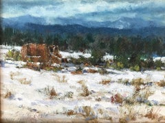 "Winter in Pecos" Impressionist Oil Painting Landscape with Snow and Mountains