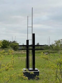 320 Steel Sculpture Abstract Geometric Symbolic Black Big In Stock