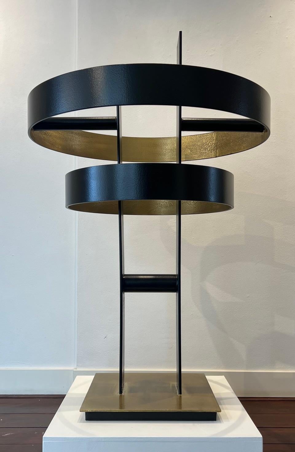 Looping Arte Astratta Geometrica Suono in Acciaio In Stock - Sculpture di Eric Morren