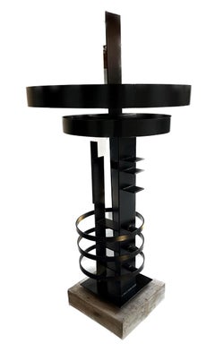 Shinsetsu Steel Abstract Sculpture Black Paint Geometric Symbolic In Stock