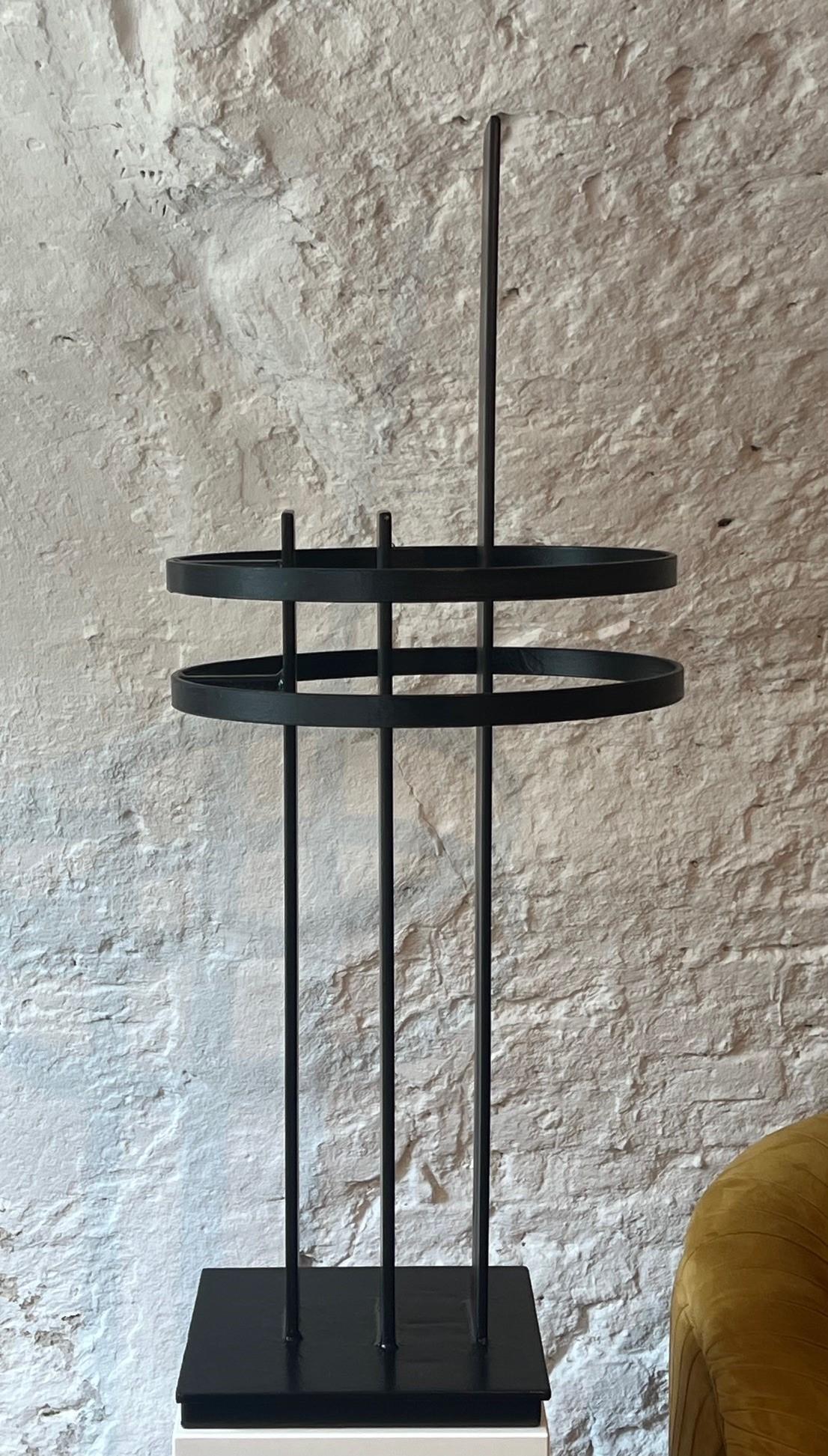 Symbiose Small Black Steel Sculpture Symbolic Abstract Geometric Art In Stock For Sale 1