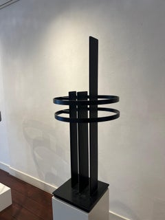 Symbiose Pequeña Escultura de Acero Negro Arte Geométrico Abstracto Simbólico En Stock