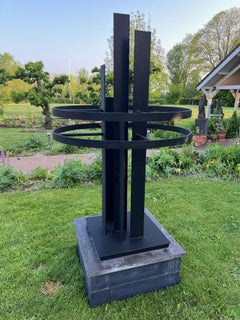 Weightless II Abstract Steel Sculpture Big Black Geometric Symbolic In Stock