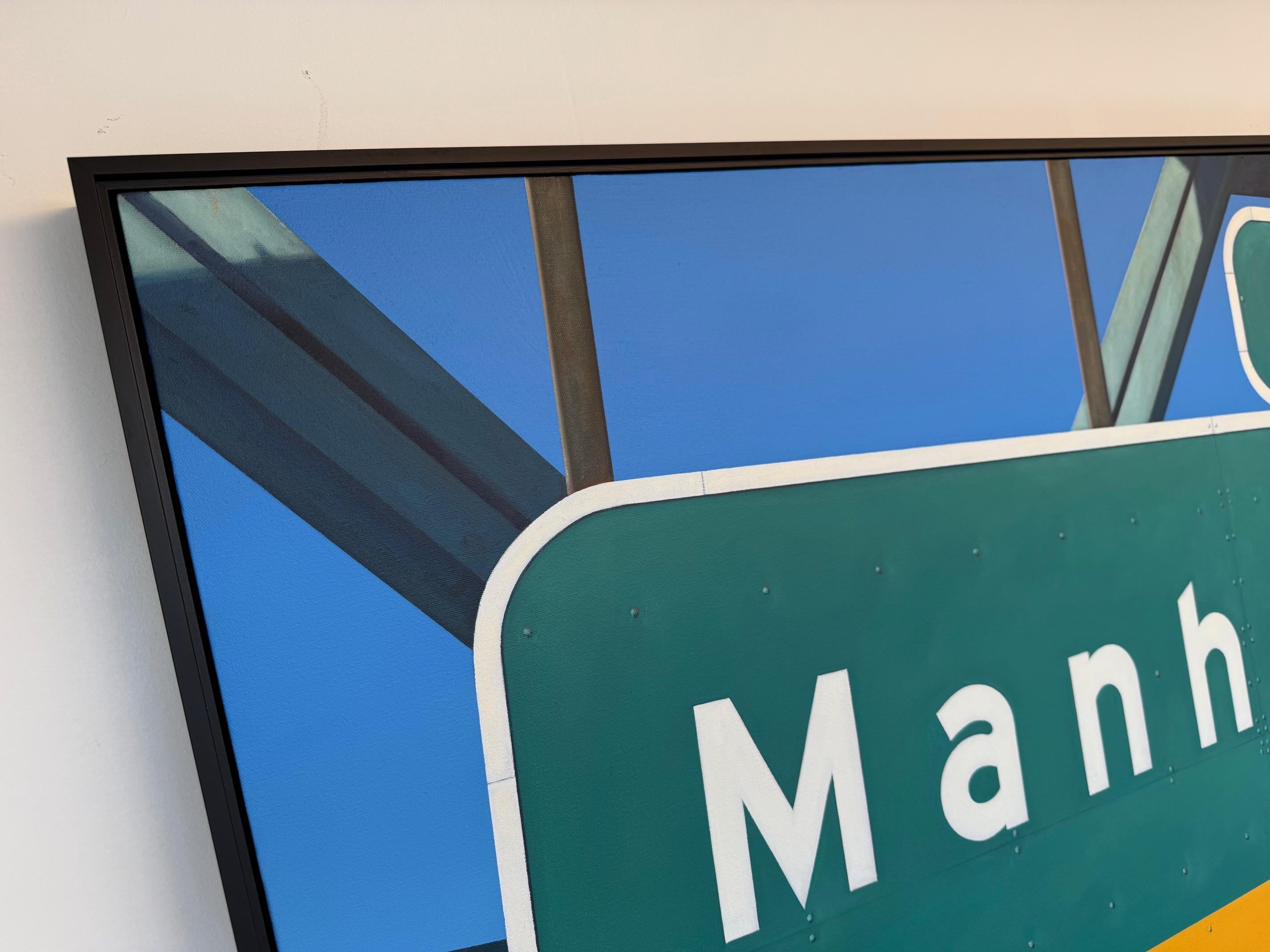 Manhattan Exit Only - Blue Landscape Painting by Eric Nash