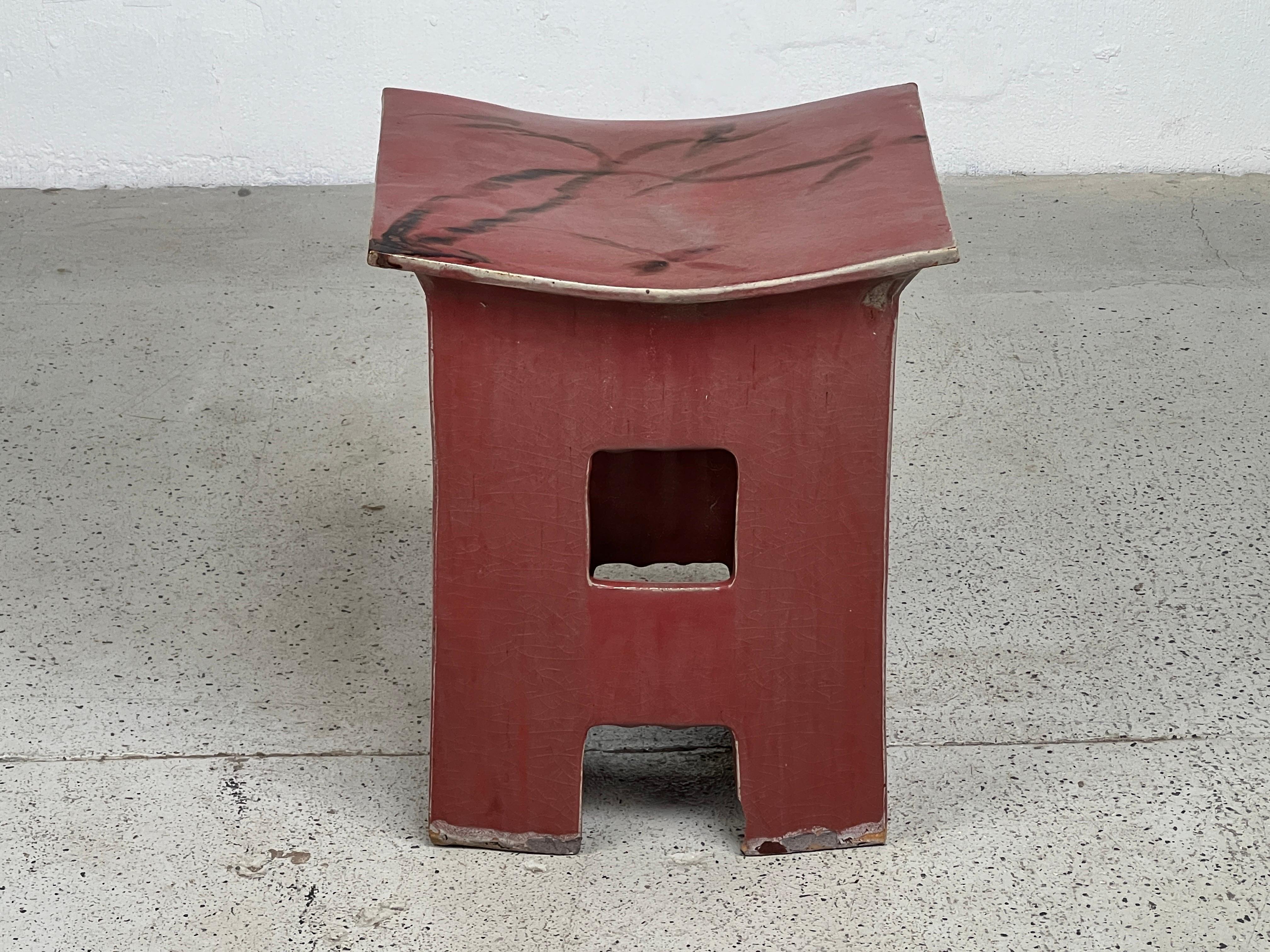 Late 20th Century Eric O'Leary Ceramic Stool  For Sale