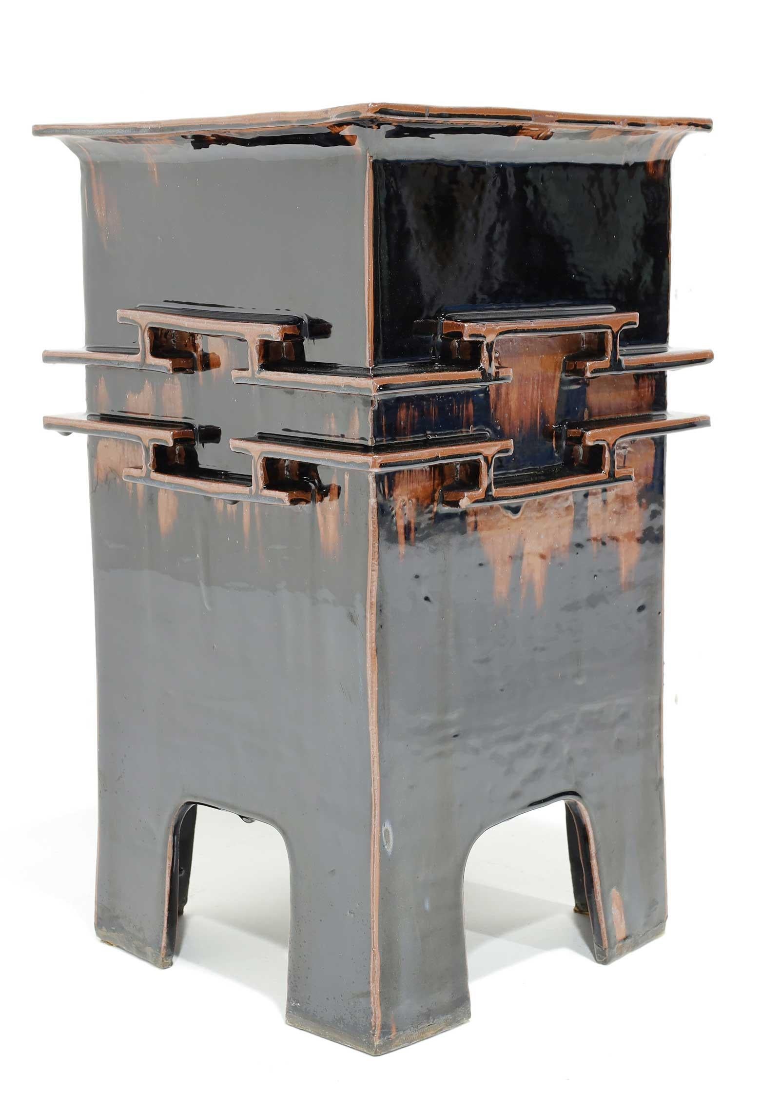 Eric O'Leary Japanese Ceramic Stool or Side Table In Good Condition For Sale In Dallas, TX